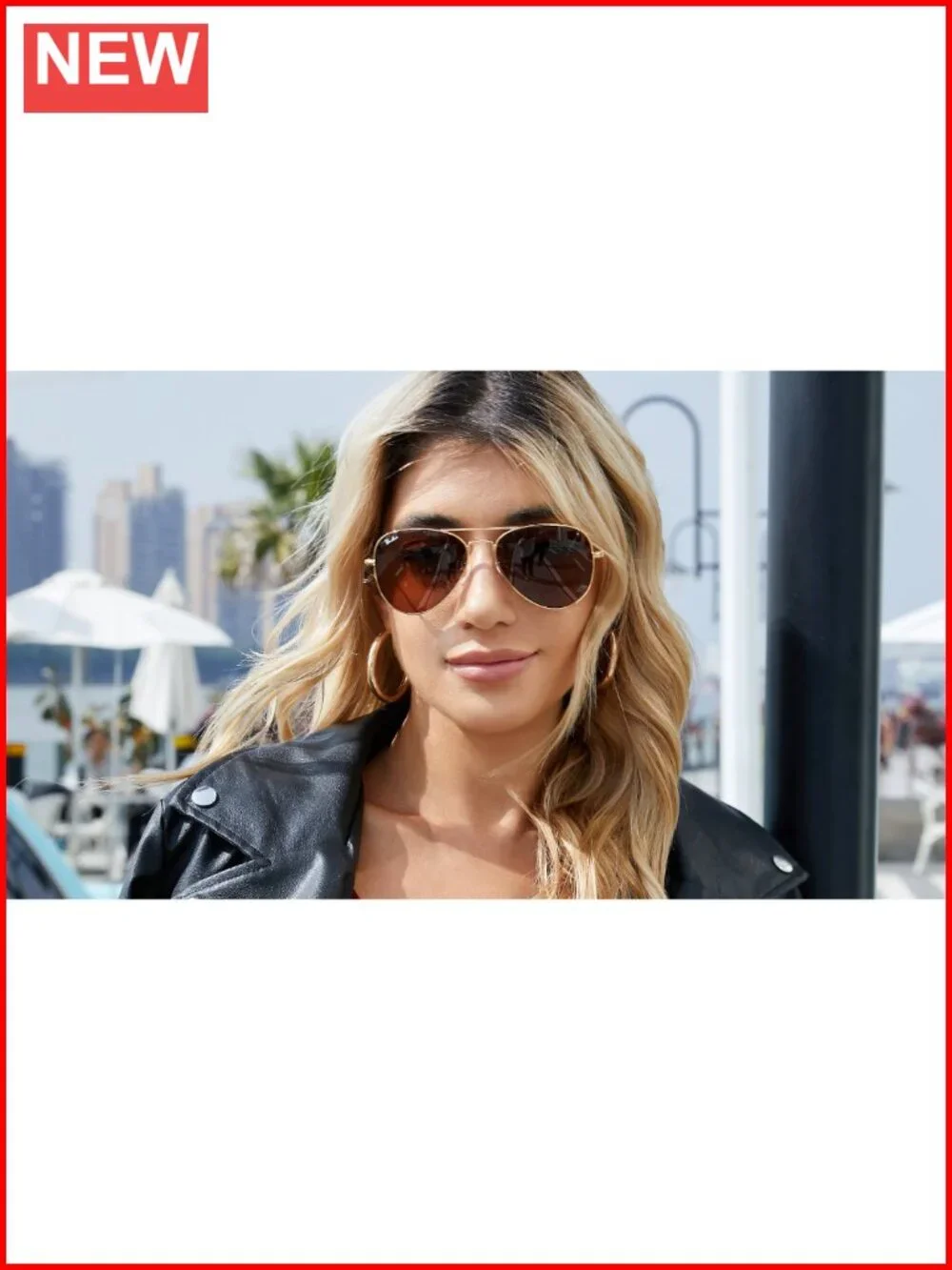 Classic Aviator Sunglasses with Glass Lenses, Metal Frame, UV400